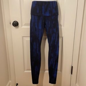Blue and black lululemon long leggings size six